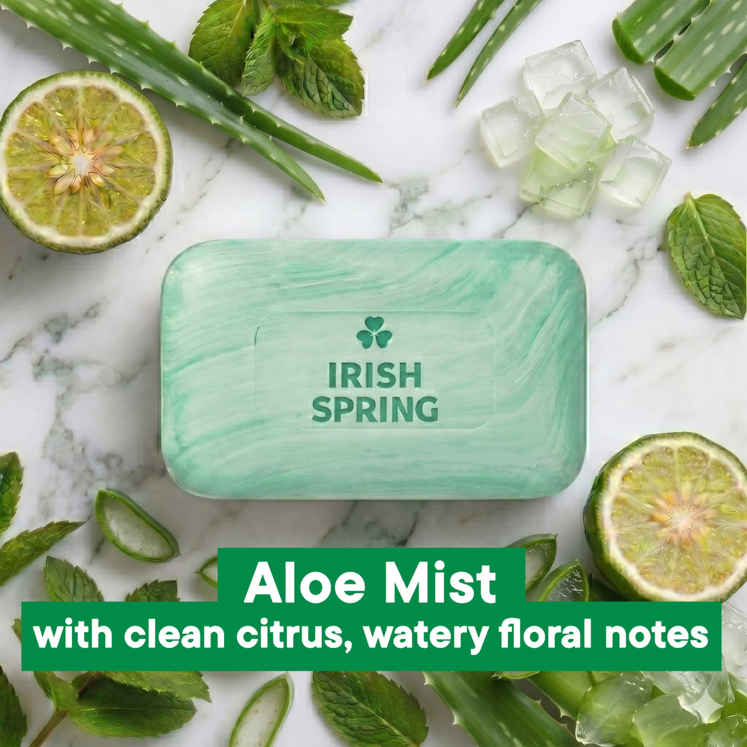 (8 Pack) Irish Spring Aloe Mist Deodorant Bar Soap for Men 12H Fresh, 3.7 oz Bar