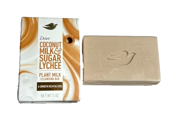 Dove Coconut Milk & Sugar Lychee Cleansing Bar Soap Plant Based Milk 2 Bars