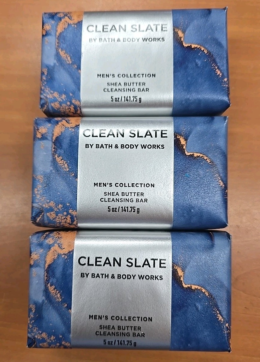 LOT 3 BATH & BODY WORKS CLEAN SLATE BODY SCENTED CLEANSING BAR SOAP 4.2 OZ SHEA