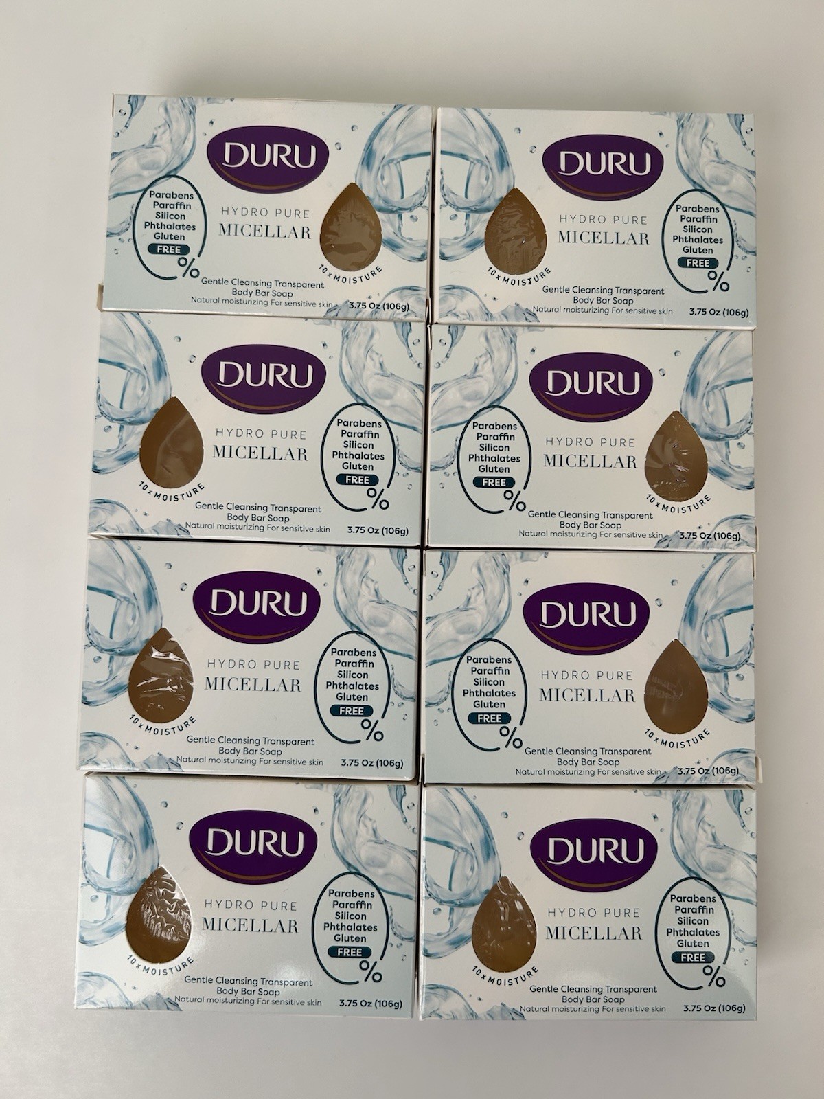 8x DURU Hydro Pure Micellar Gentle Cleansing Body Bar Soap 3.75oz Ea.