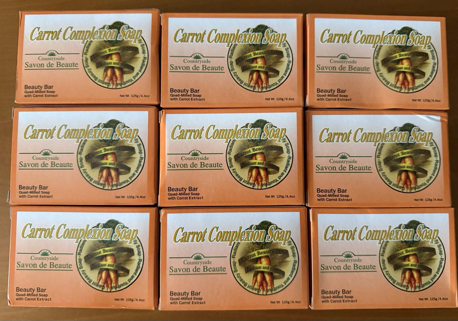 9 Pack CARROT COMPLEXION SOAP BEAUTY BAR WITH CARROT OIL 125g (each) Fast Ship!!