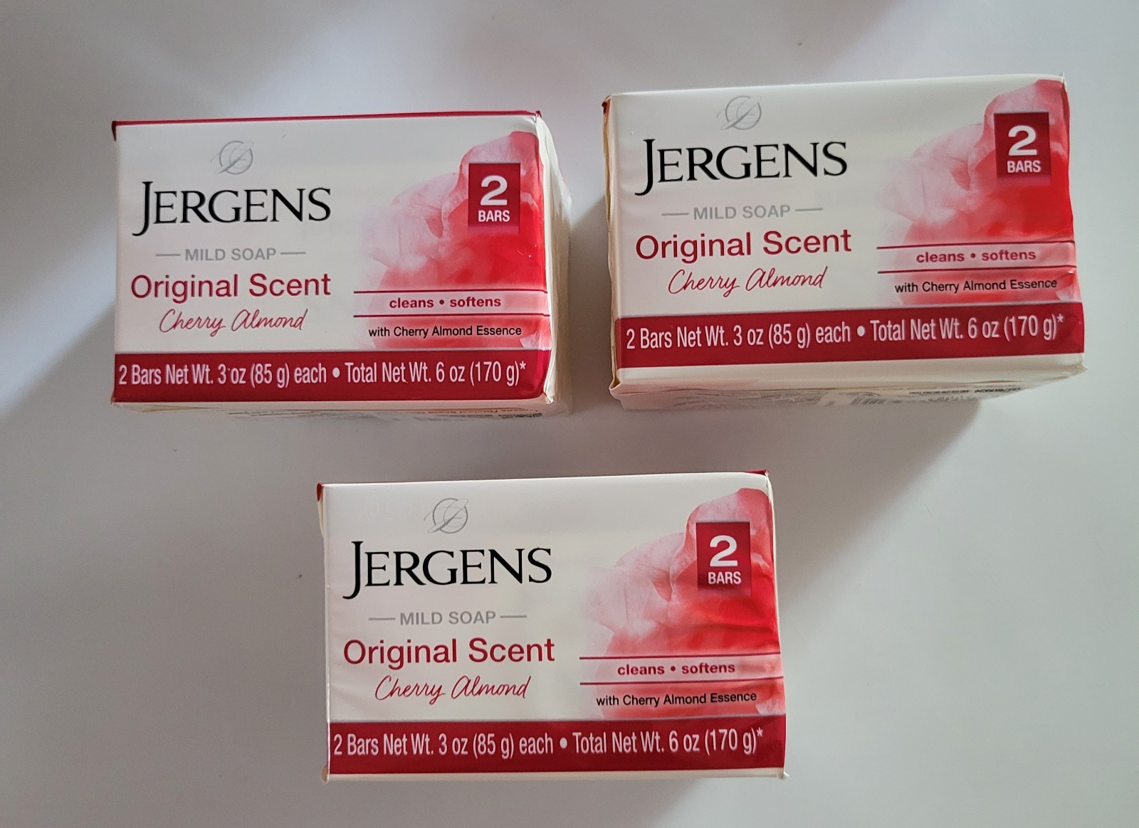 Jergens Cherry Almond Mild Soap Original Scent 6 Bars (3 Packs x 2) HTF 3oz