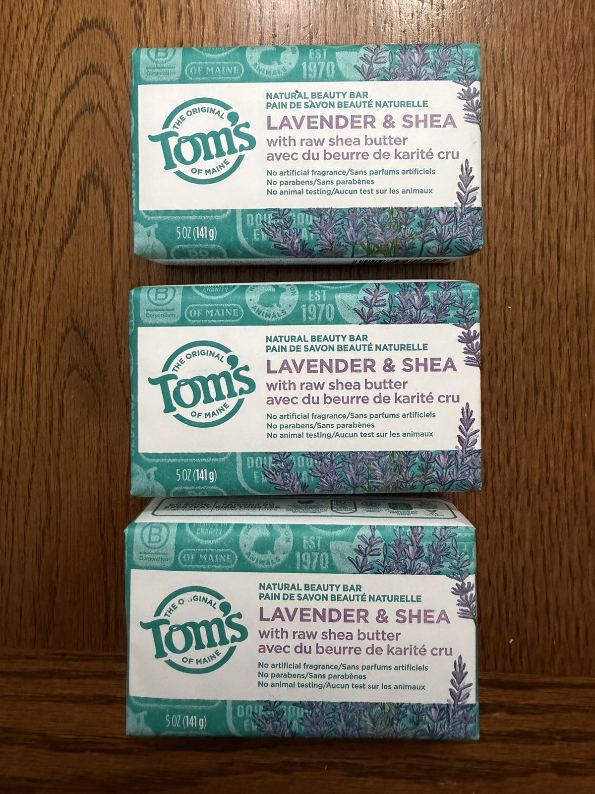 Tom’s of Maine Natural Beauty Bar Soap Lavender & Shea Butter 5 oz – Lot of 3