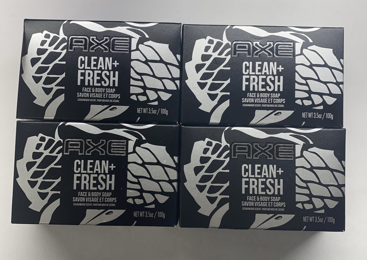 Axe Clean + Fresh Men’s Face & Body Bar Soap 3.5 oz Cedarwood Scent (4 Pack)