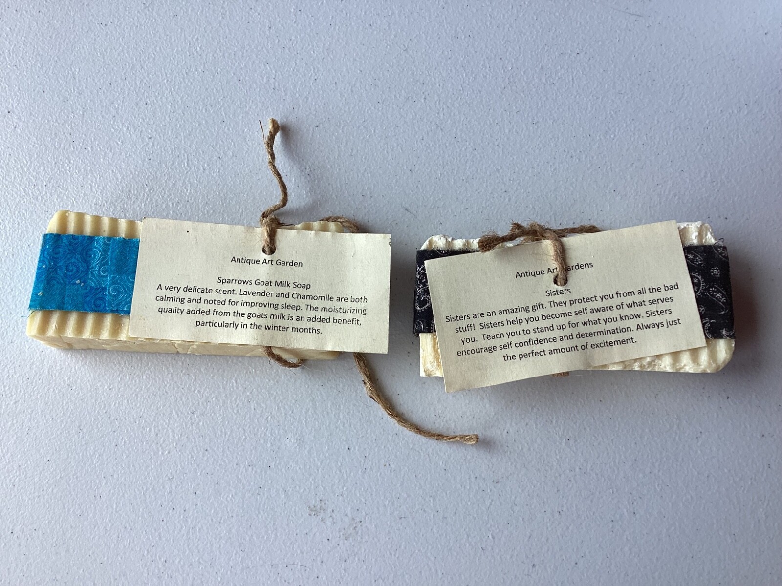 2 Antique art garden soap bar scent of sparrows goat milk soap & sisters soap ba