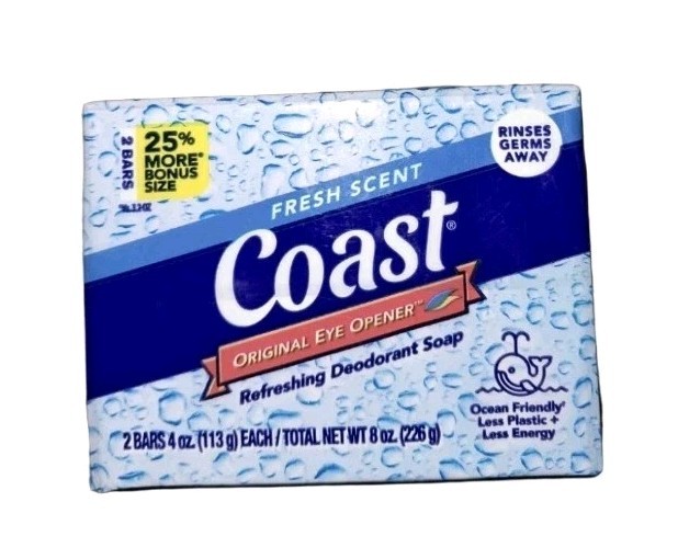 💙 COAST 💙 (2-BARS) 4 Oz. 🫧🐳 •FRESH SCENT• 🐳🫧 Refreshing Deodorant Soap 🫧.