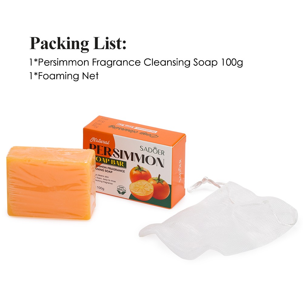 3PCS Persimmon Soap Bar for Old People Smell, Natural Body Odor Control Bar Soap