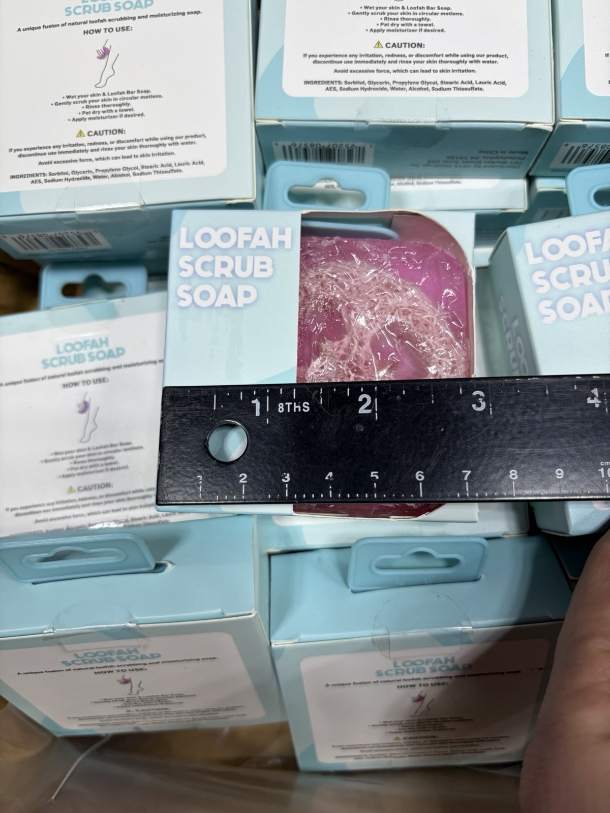 Lot of 28 five below loofah soap scrub 5.82 oz each pink purple new