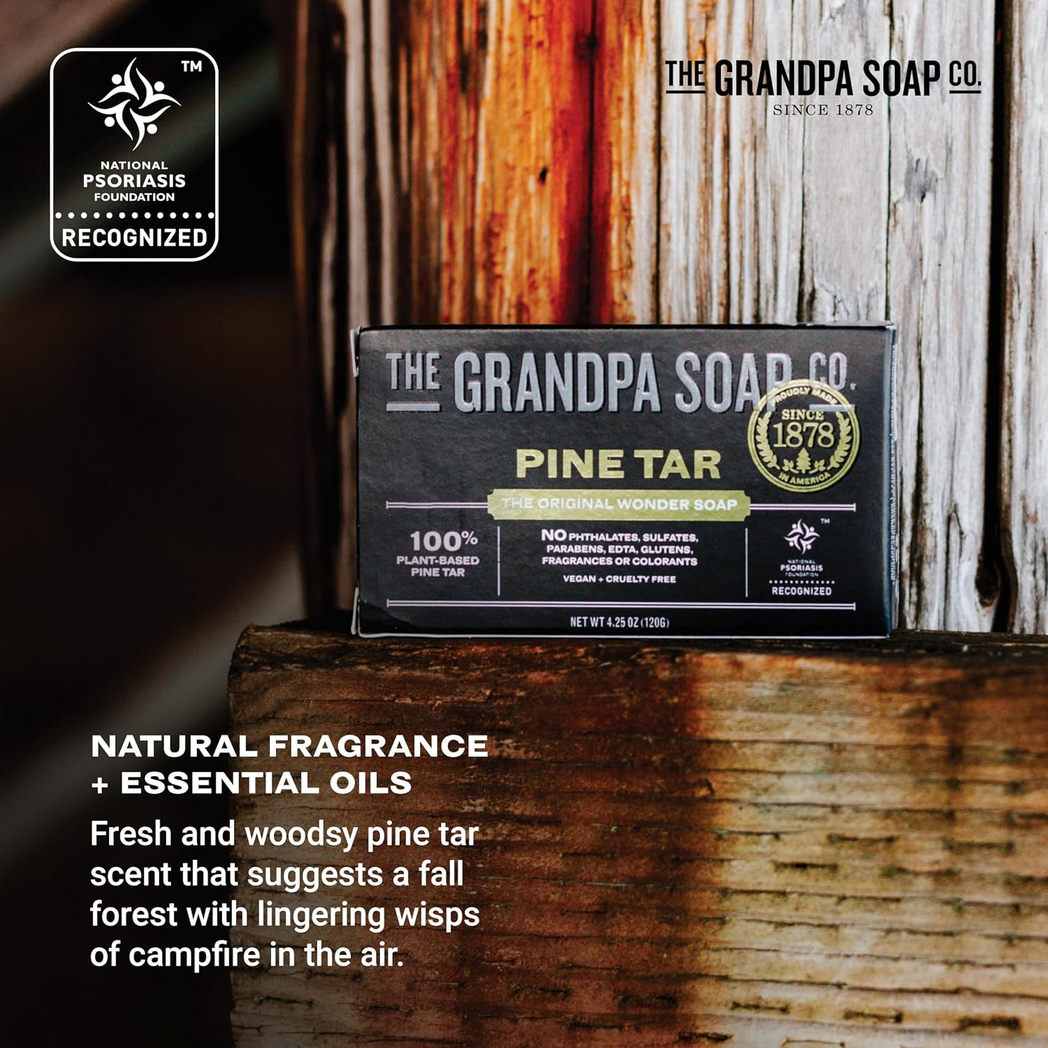 The Grandpa Soap Company Pine Tar Bar Soap for Men- Made with Pine Tar Oil, 3 in