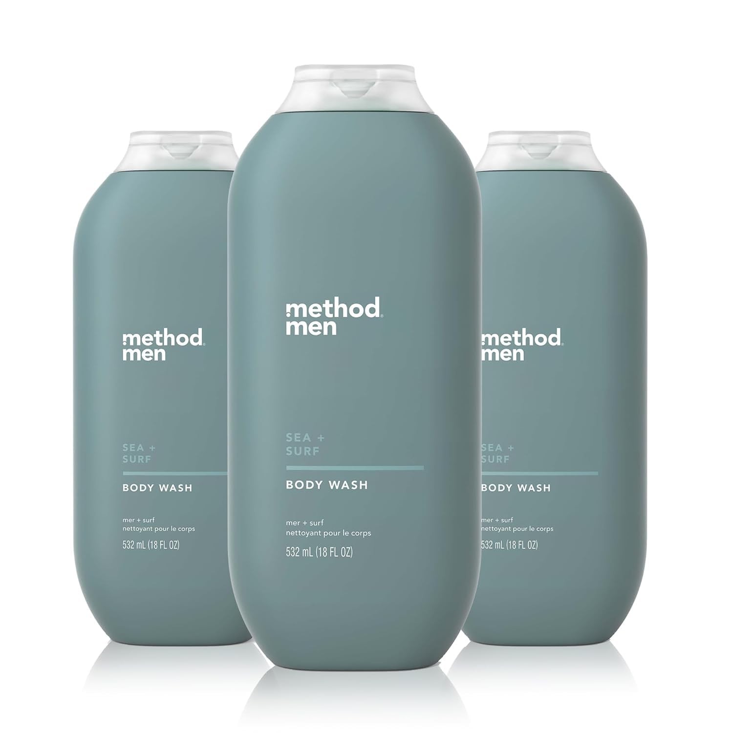 Method Men Body Wash, Sea and Surf Scent, Paraben 18 Fl Oz (Pack of 3), White