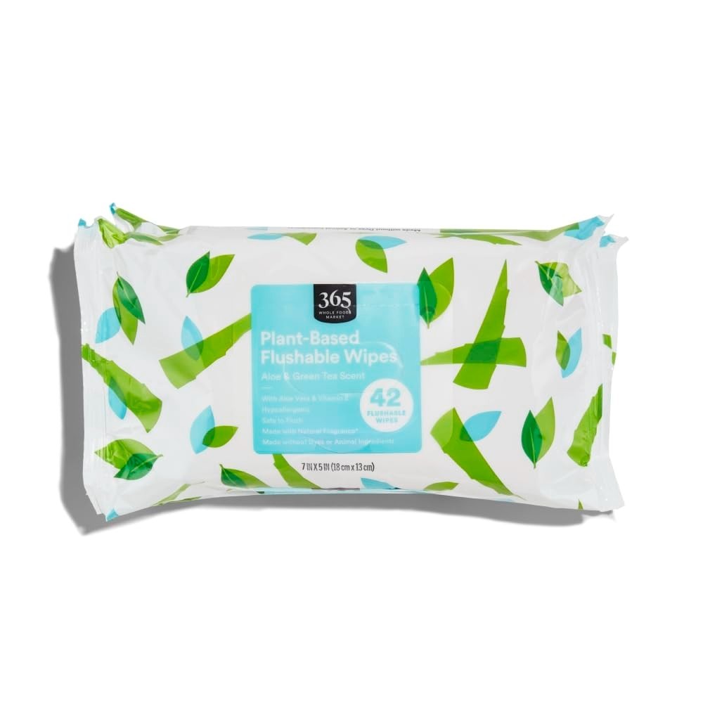 Refreshing Aloe & Green Tea Flushable Wipes – Eco-Friendly 126 Count Pack of 3