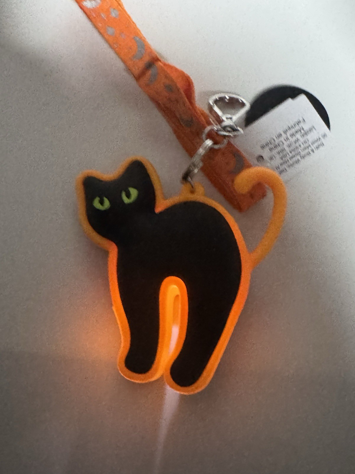Bath & Body Works Black Cat PocketBac Holder Lanyard Neon Orange Glow Light Up