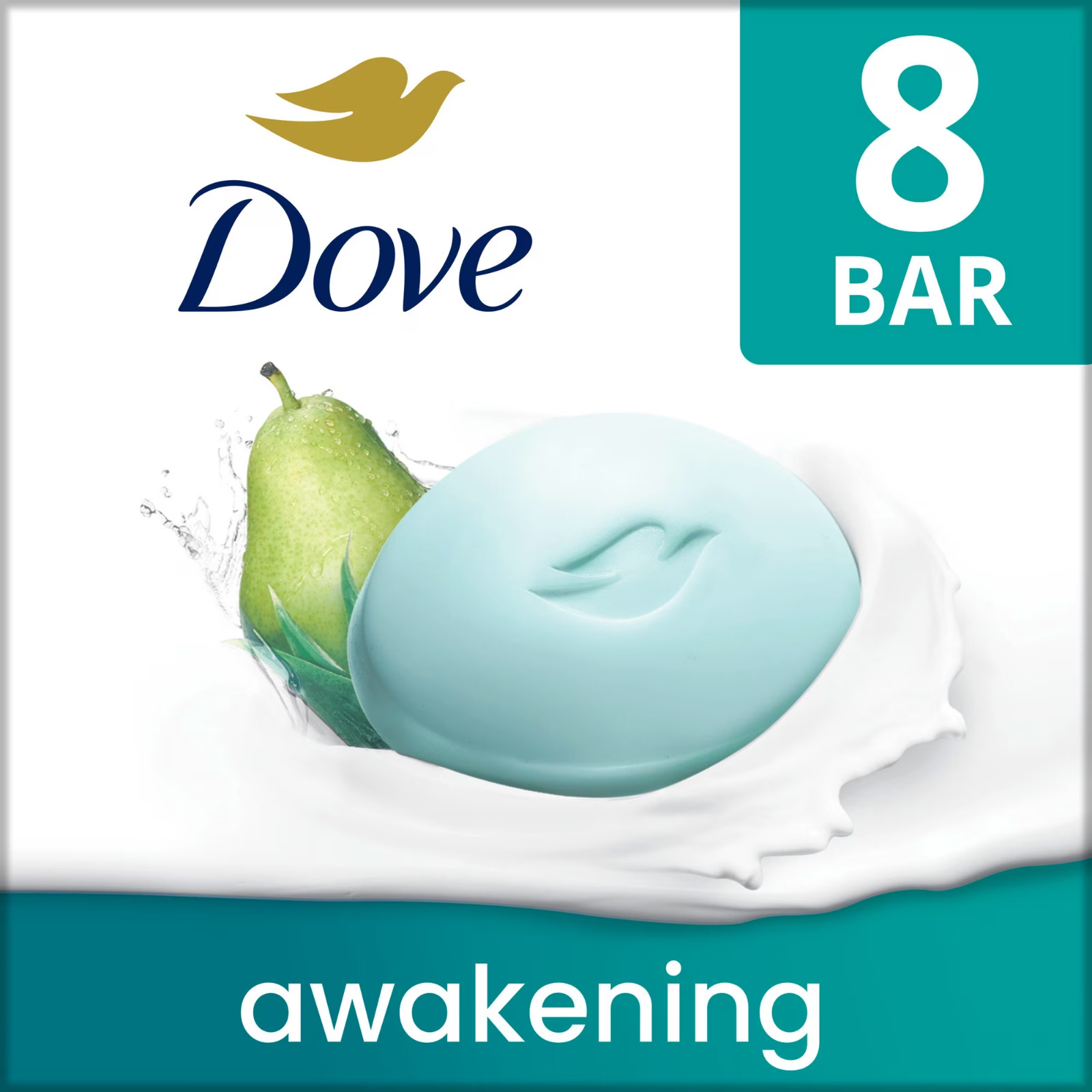 Dove Beauty Bar Soap for Women Awakening Pear & Aloe All Skin, 3.75 oz 8 Bars