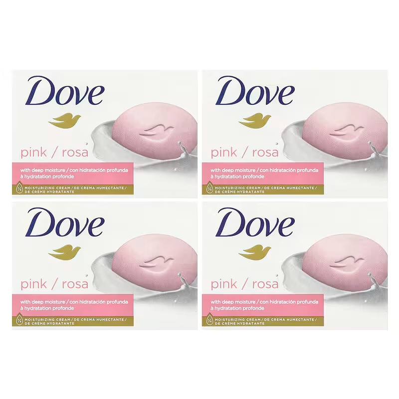 Dove, Gentle Pink / Rosa Beauty Bar Soap, Moisturizing Clean Body 3.17oz / 90g