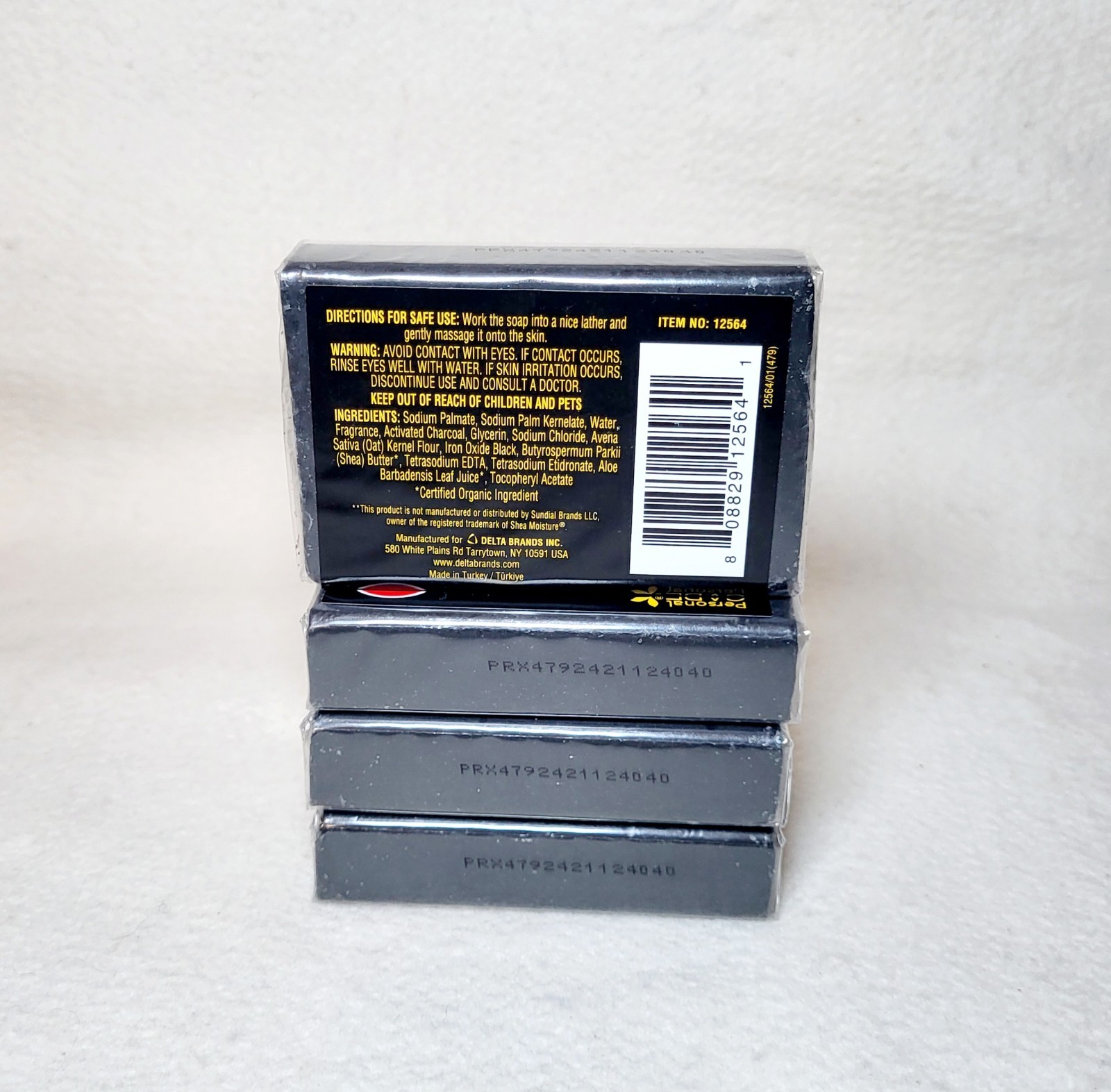 (4) Bars Personal Care African Black Soap Shea Butter 4 oz Delta Brands NEW