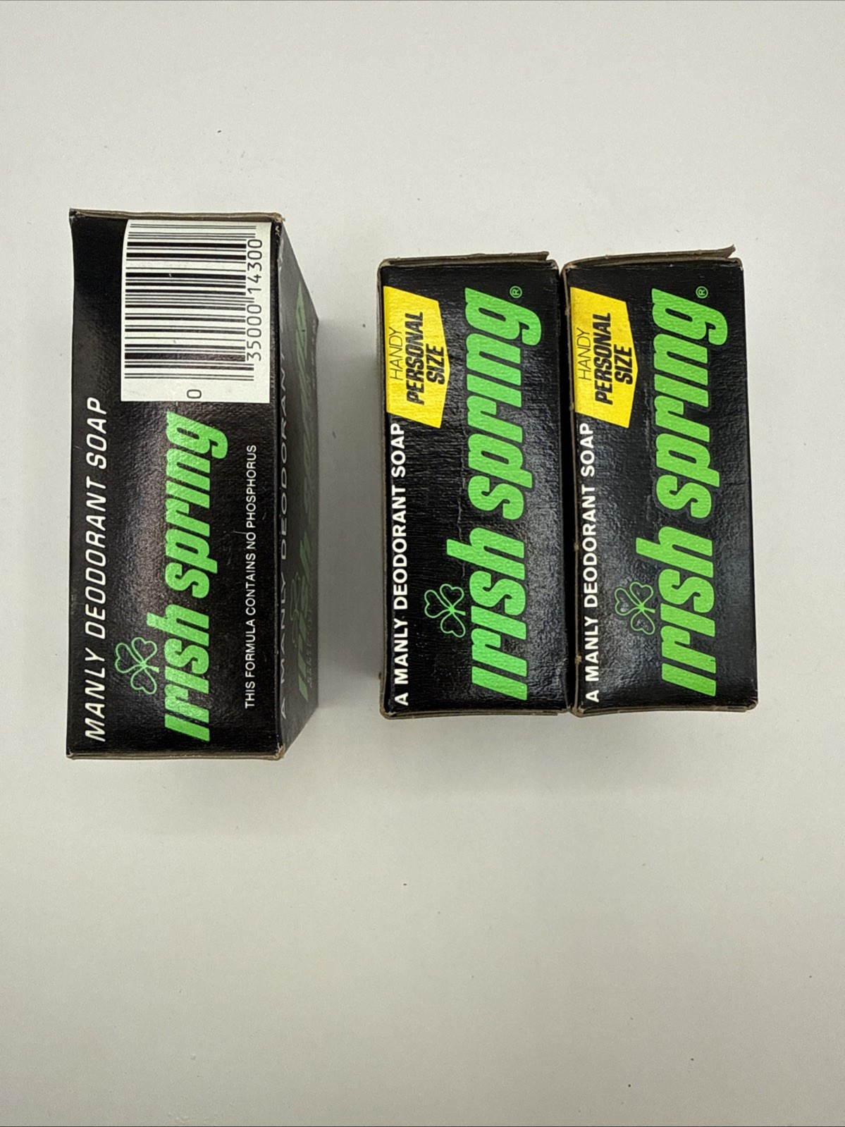 3 Bars of Vintage 1970’s Collectible Irish Spring Deodorant Soap 5oz & 3.5oz