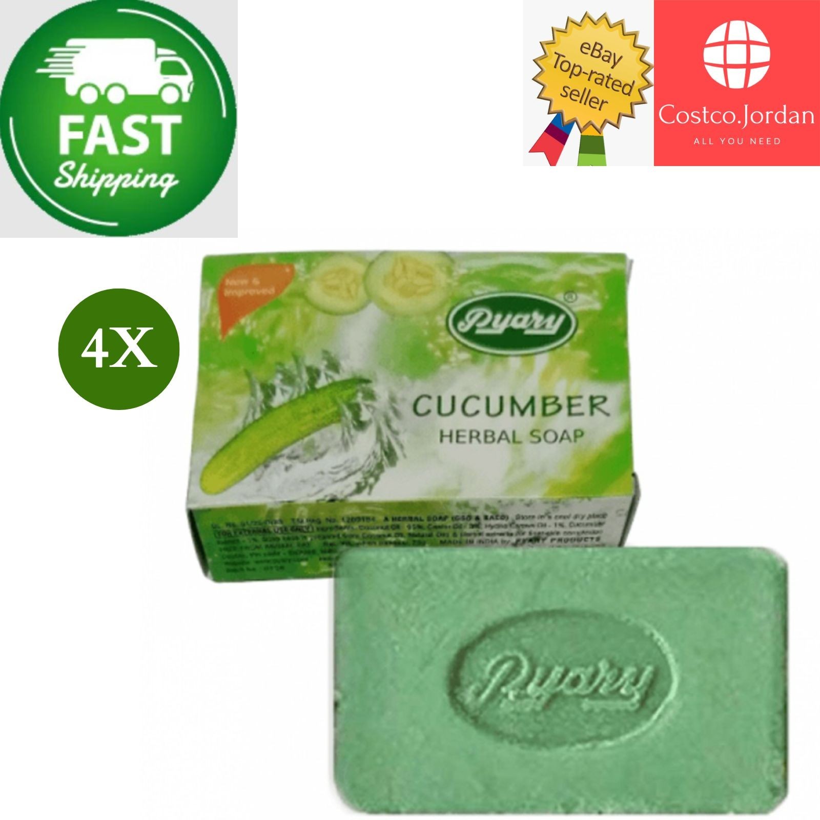 4 X Indian Pyary Cucumber Original Herbal Soap – 75g Hand Made ⭐FAST SHIPPING⭐