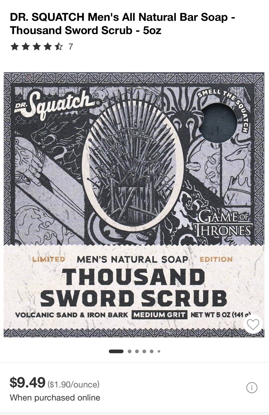 Dr. Squatch Men’s Thousand Sword Scrub Bar Soap, 5oz Pack Of 4