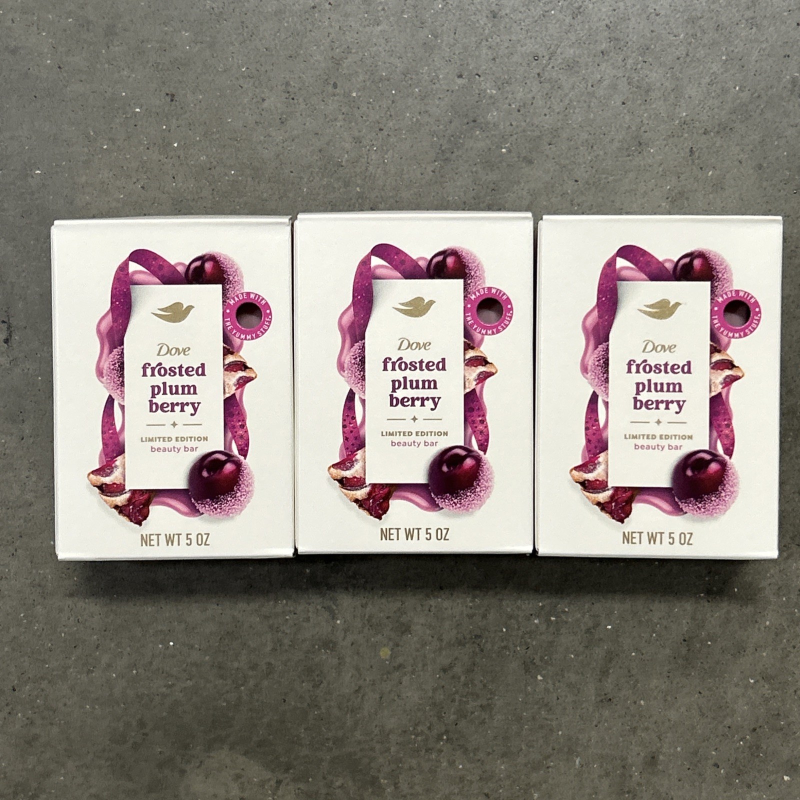 3 Bars: Dove Limited Edition Holiday Bar Soap Frosted Plumb Berry 5oz ea