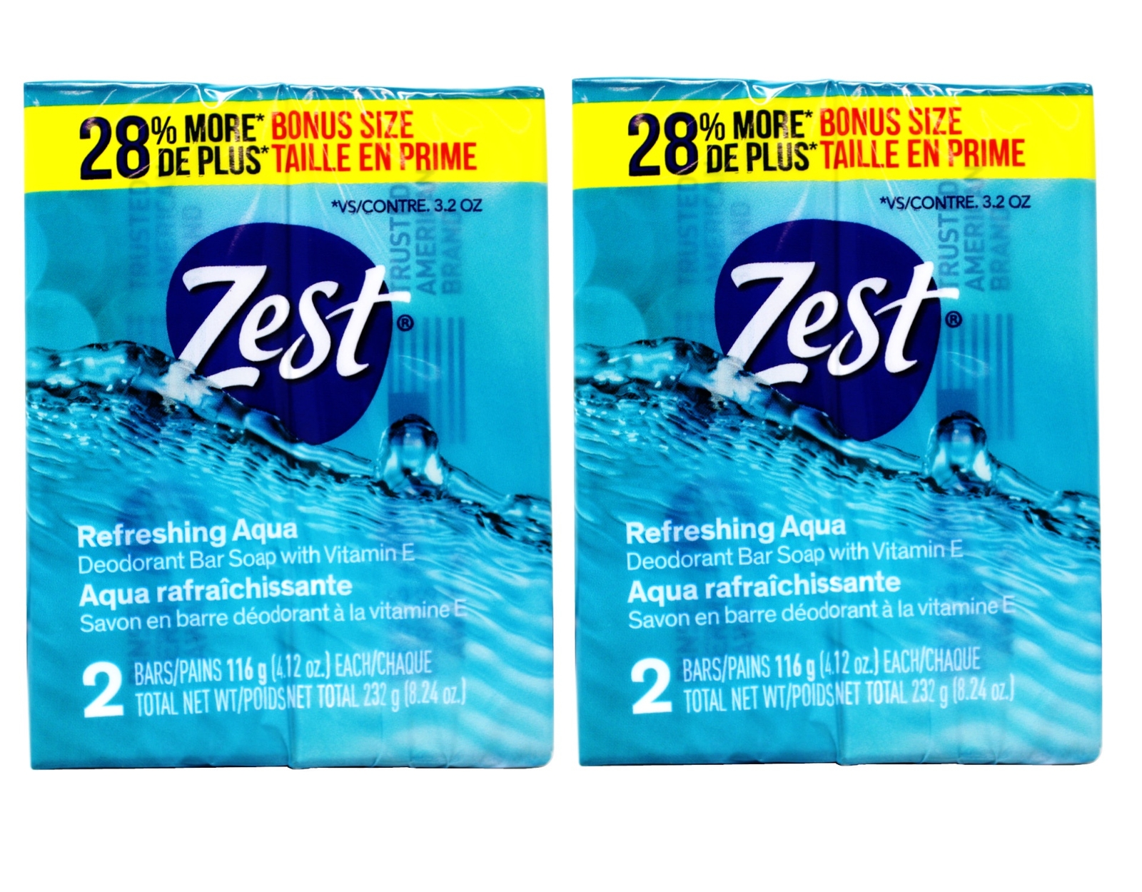 Zest Soap Refreshing Aqua Bath Bars 4.12 Ounce (Pack of 2) – 2 Pack