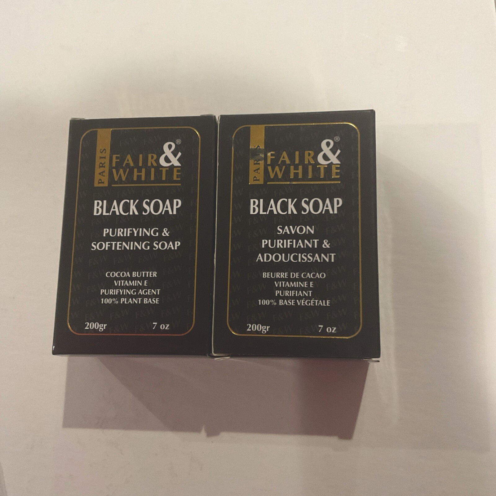 Fair and White Black Soap Purifying & Softening 200g Lot Of 2