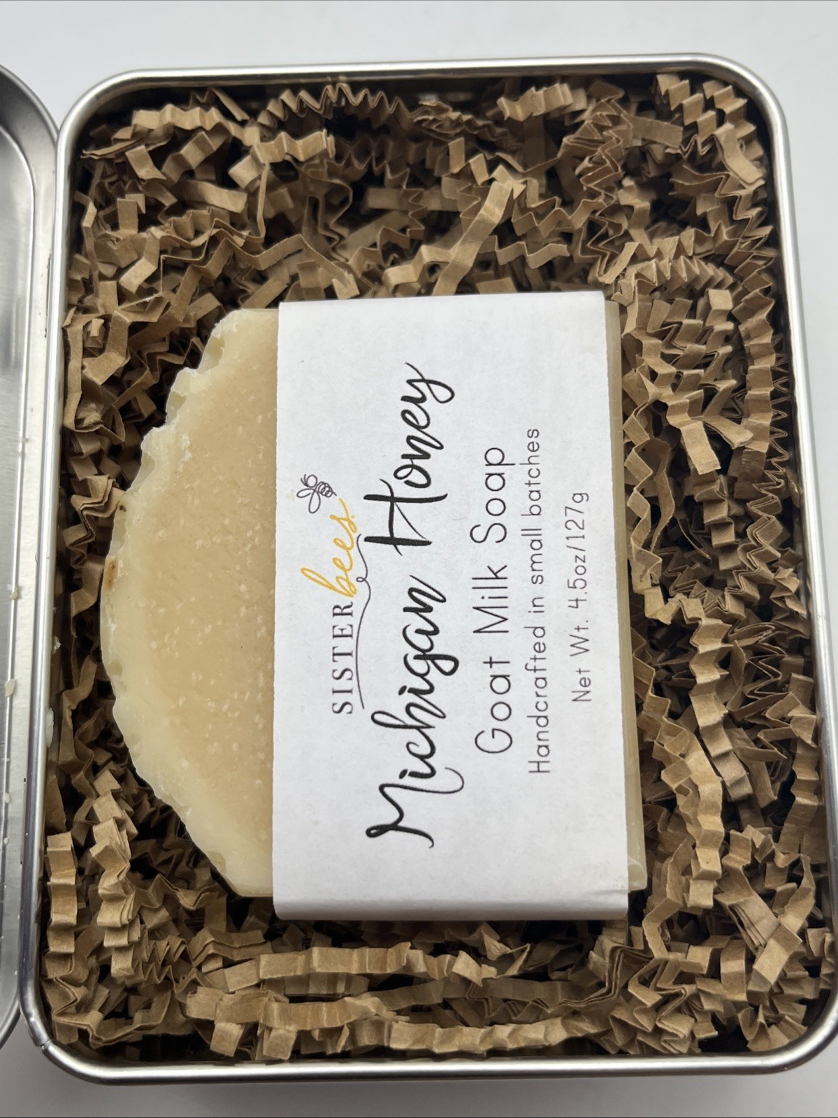 Lot of 3 Sister Bees Michigan Honey Goat Milk Soap 4.5oz Handcrafted Bars Tins