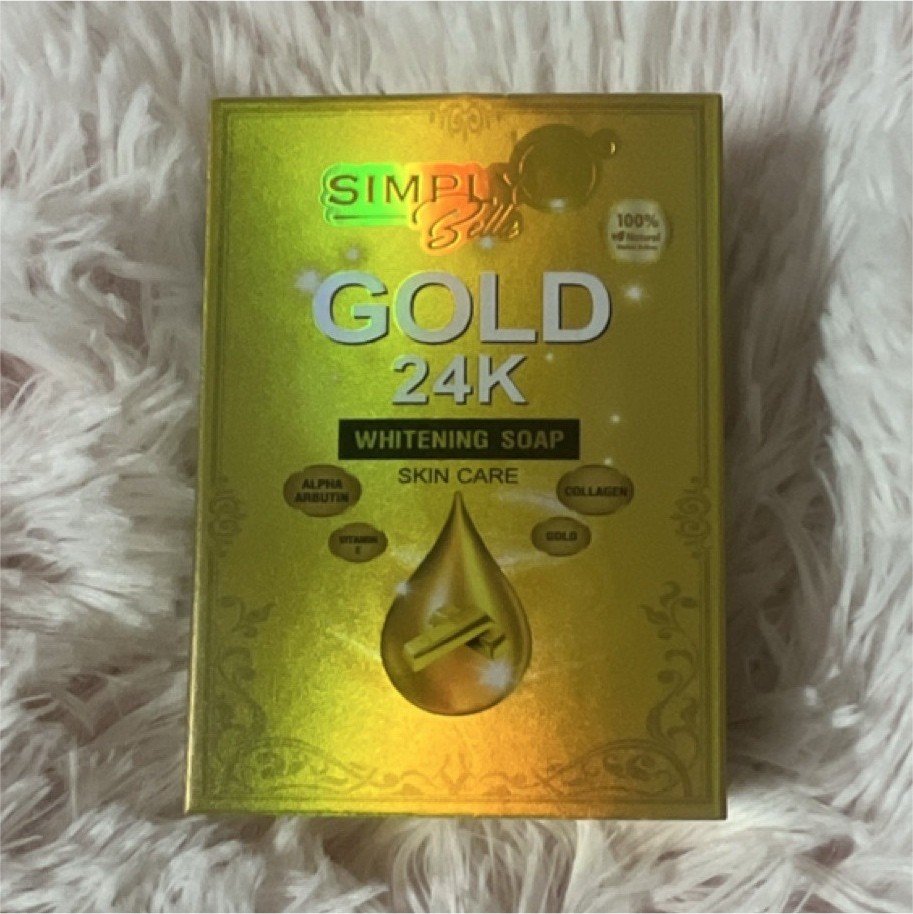 Simply Bella Gold 24K Whitening Soap 100g Moisturizing Softening Acne Reduction