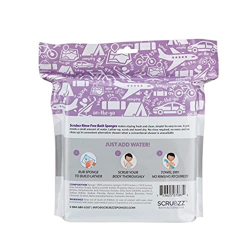 Scrubzz Disposable No Rinse Bathing Wipes – 25 Pack – Assorted Scents , Sizes