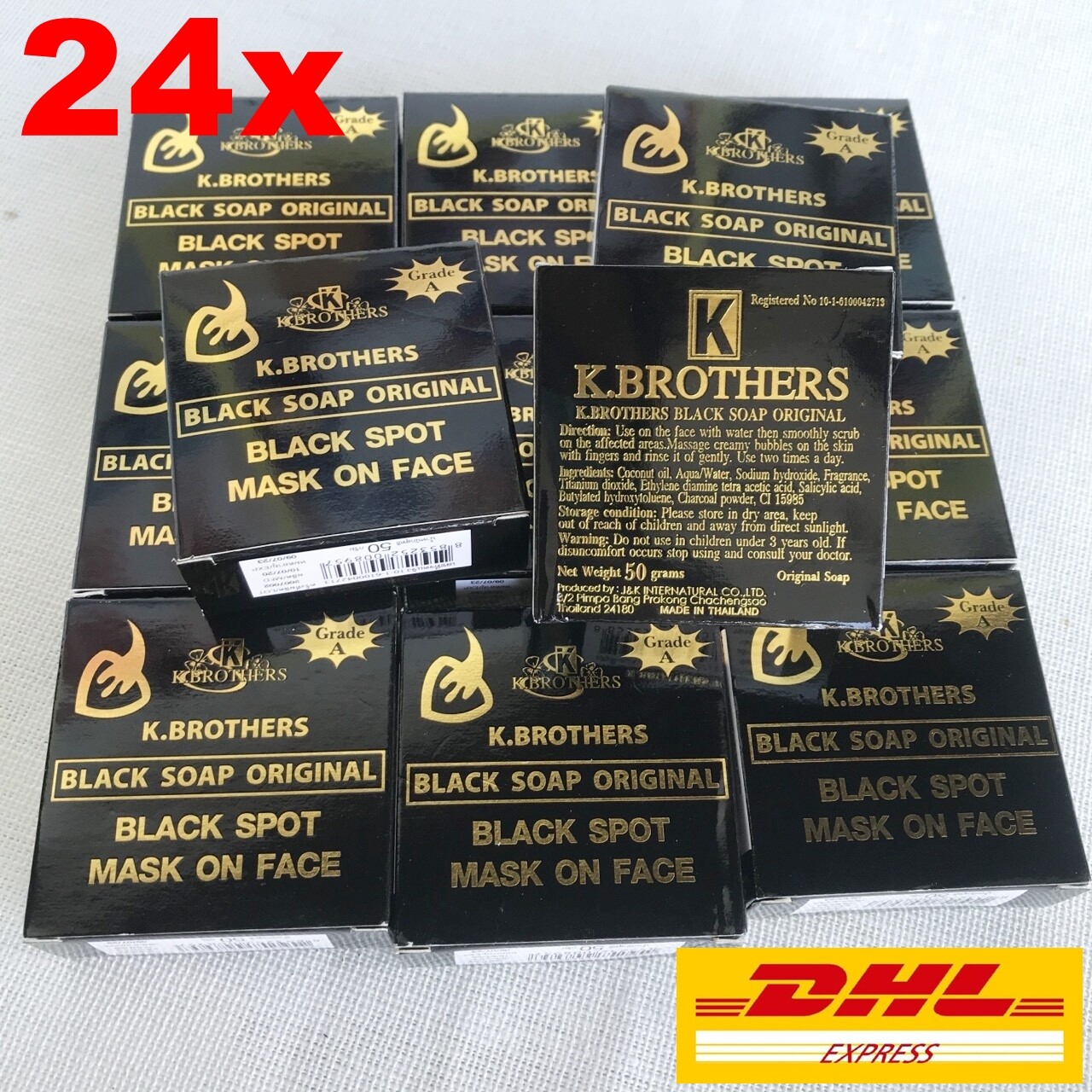 24x K-BROTHERS Original Beauty Care Face Out For Black Spot Whitening Soap 50g.