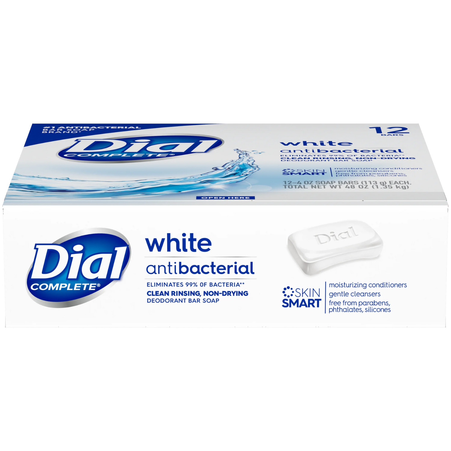 Dial Antibacterial Bar Soap, Refresh & Renew, Clean Rinsing, White, 4 oz, 12 Bar