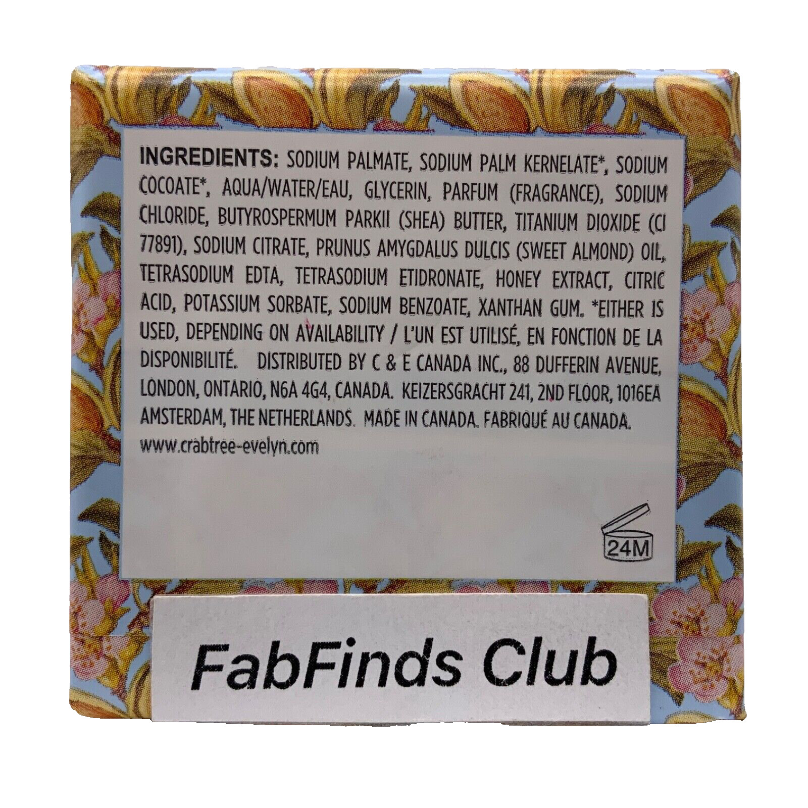 Crabtree & Evelyn Almond and Honey Bar Soap Triple Milled 10.5oz (3×3.5oz)
