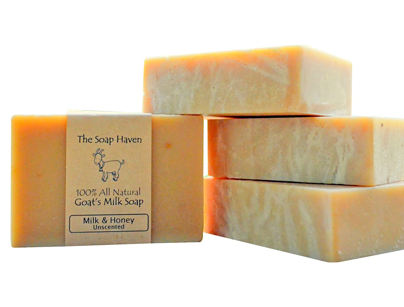 4 Goat Milk Soap Bars with Honey Handmade in USA. All Natural Soap, Unscent…