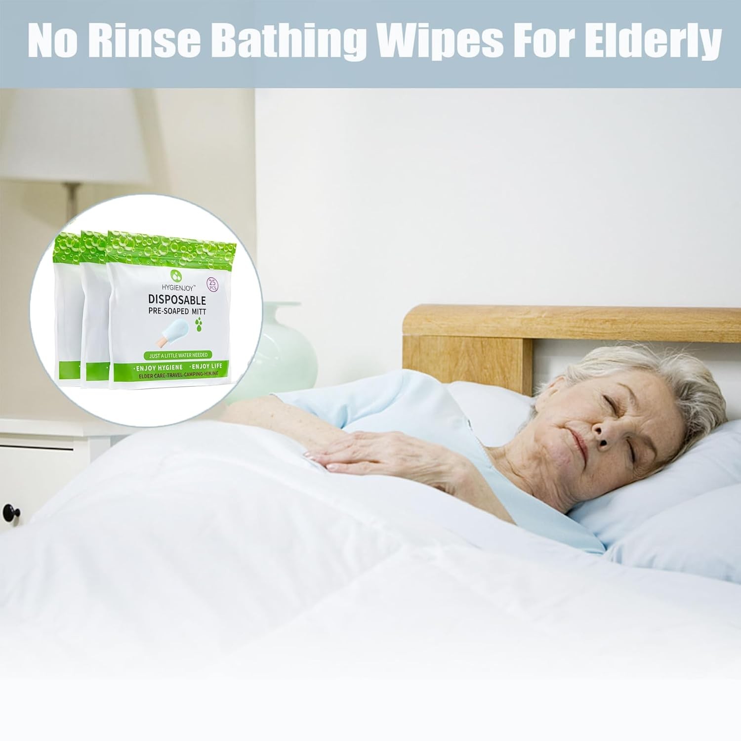 -Rinse Free Bath Wipes(25 Counts),Disposable No Rinse Body Wash,More Convenient