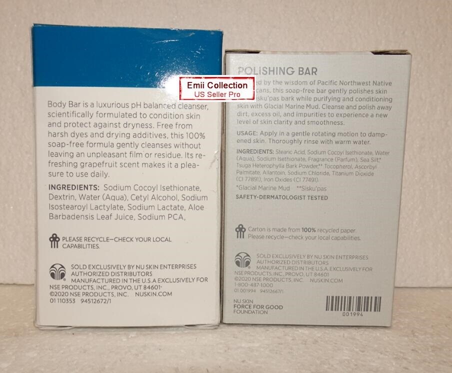 Nu Skin Nuskin Epoch Polishing Bar Soap 3.4oz 100g & Body Bar 4oz Bundle Sealed