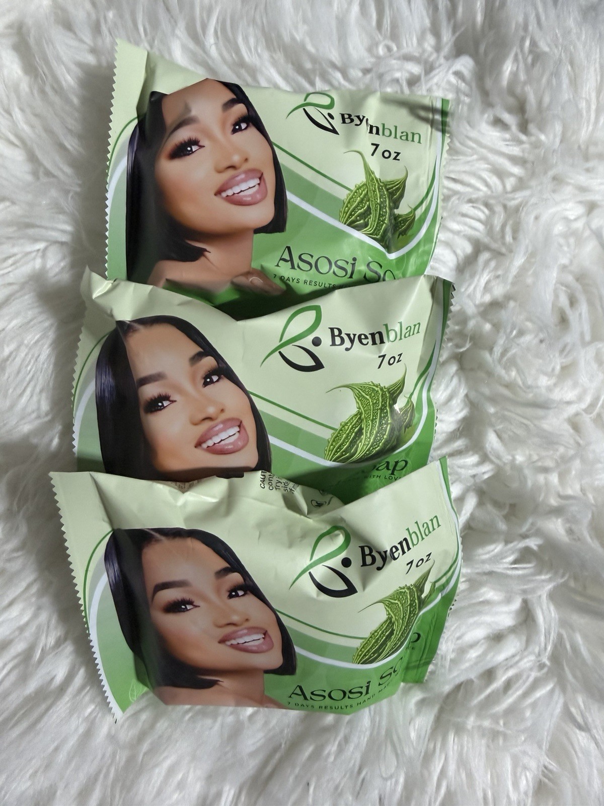 Byenblan 3PCS LARGE 6OZ Asosi Bar Soaps- Green, Cleansing, Moisture&Soothing