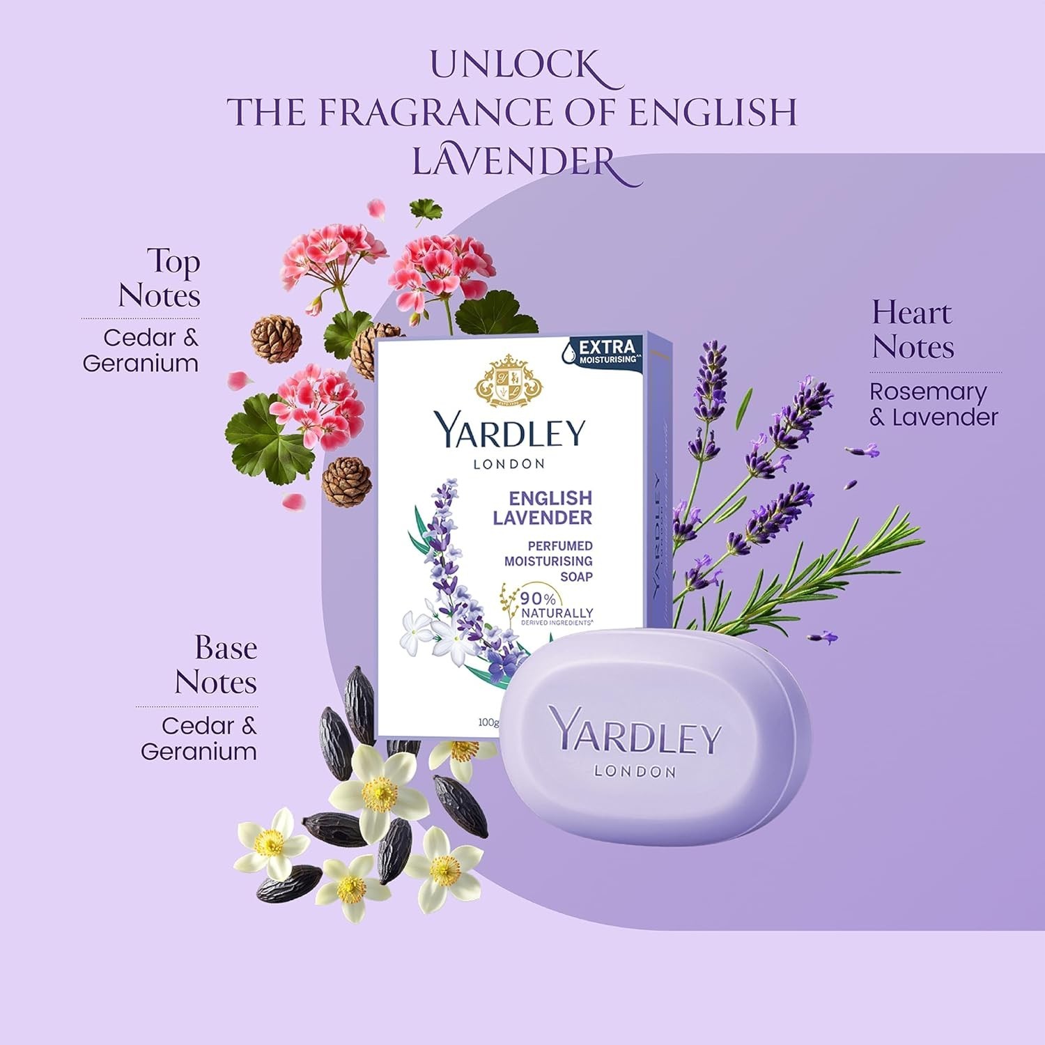 Luxury English Lavender Soap Bundle – 3 x 100g Bars for Relaxing Bath
