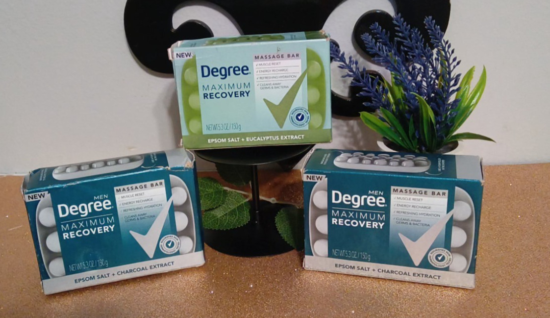 Degree Maximum Recovery Massage Bar 2 pk Eucalyptus + Charcoal /1 pk Eucalyptus