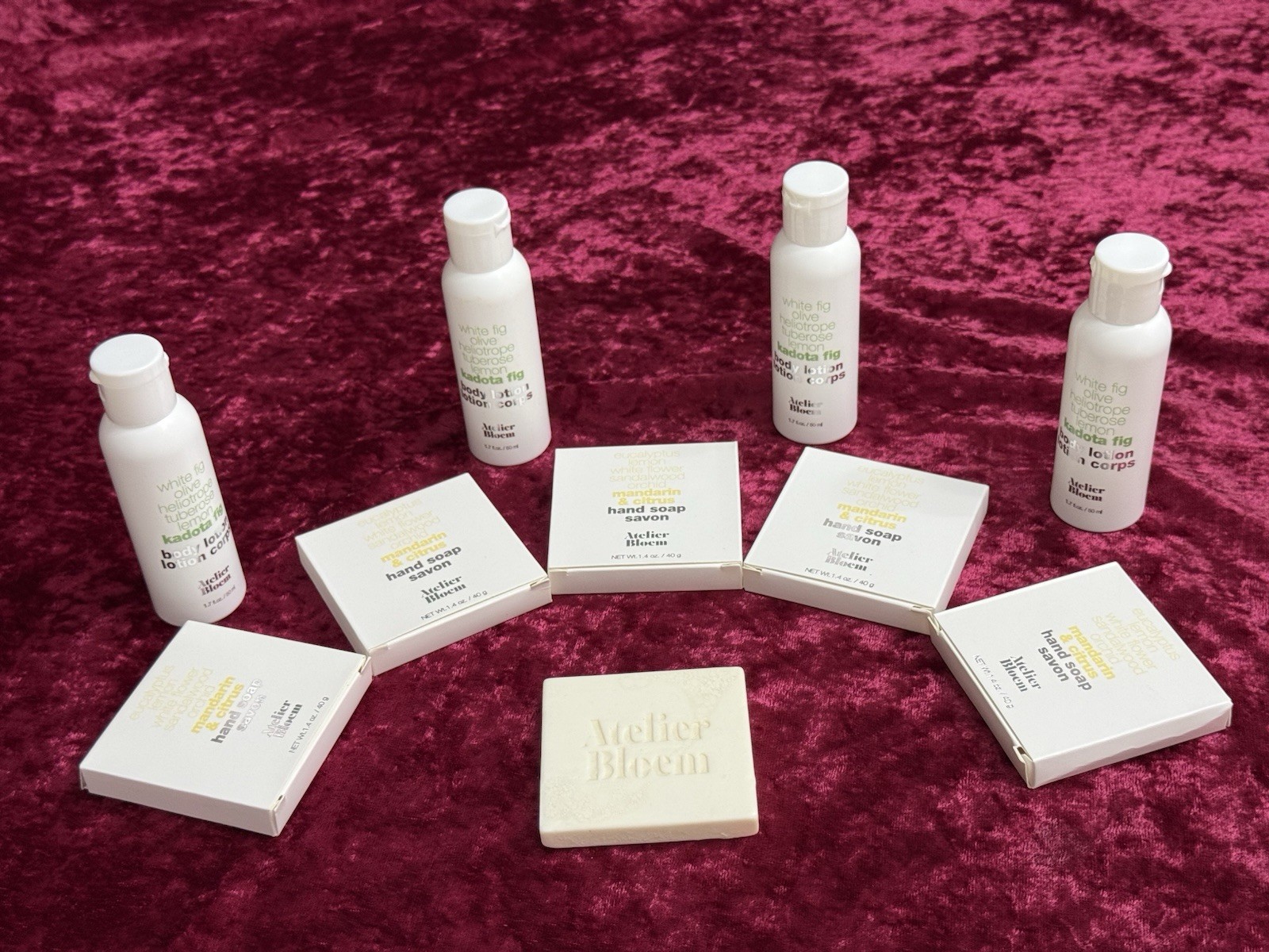 (5) Sample Size Atelier Bloem Hand Soaps 1.4 Oz & (4) Body Lotions 1.7 Oz