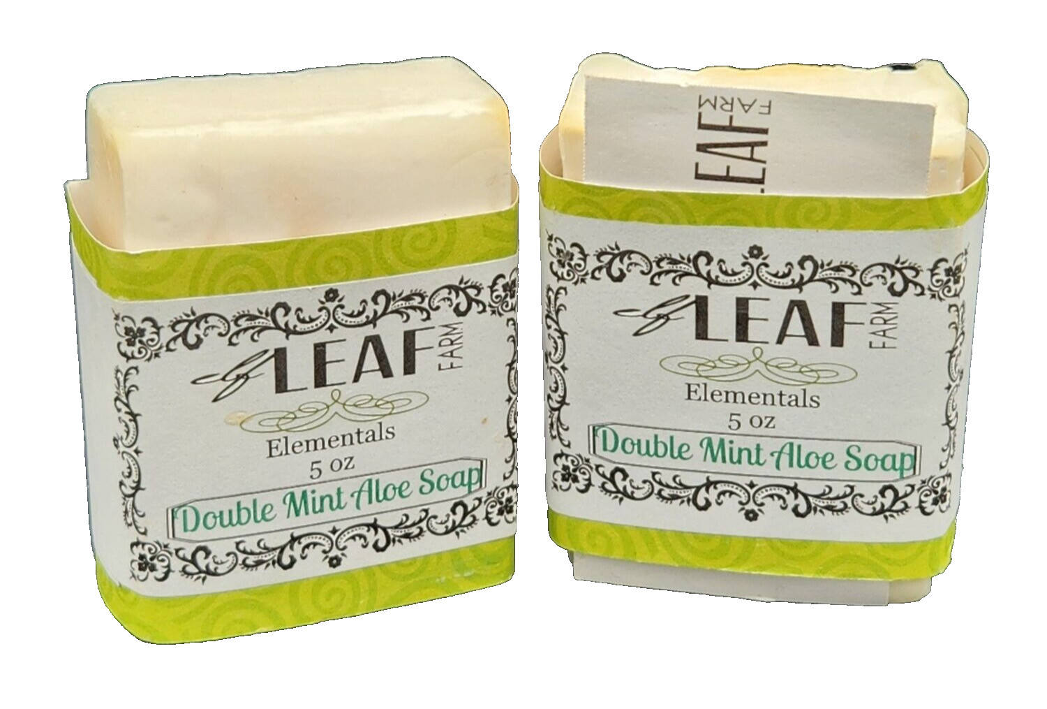 Natural Bath Soap – Handcrafted – Homemade Elf Leaf Farm Double Mint Aloe 2 Bars