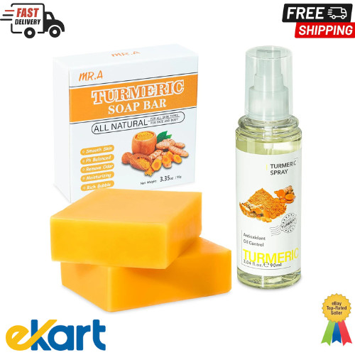 Turmeric Soap Bar and Turmeric Facial Mist, 2PCS Organic Tumeric Soap