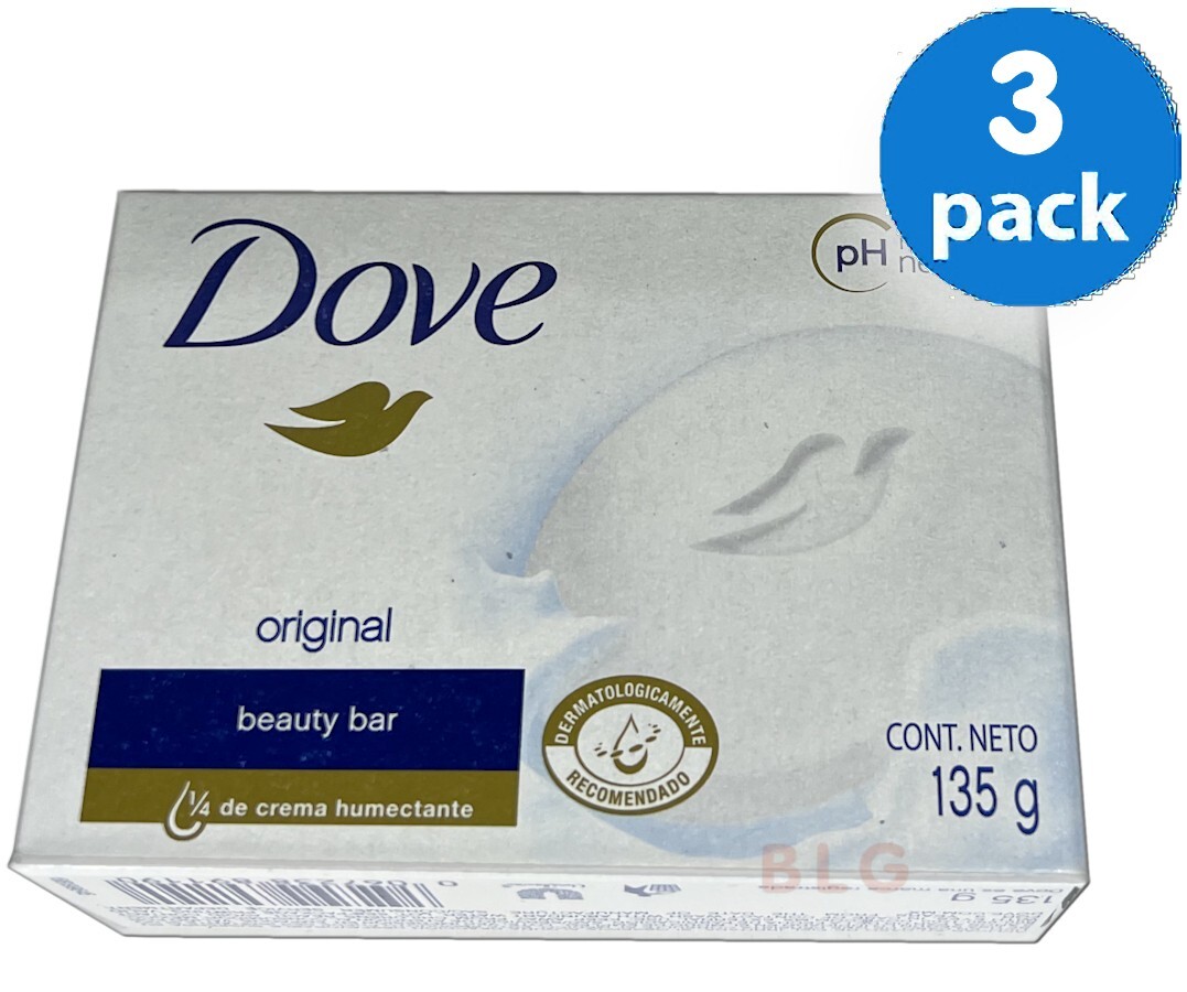 DOVE ORIGINAL CREAM Bar 4.75oz Moisturizing Softener Hand Face Bath Jabon -3Bars
