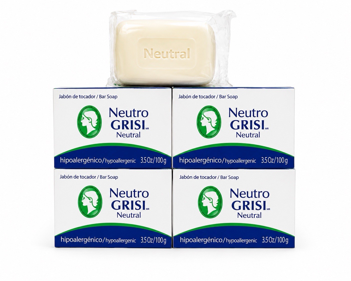 Neutro Grisi Neutral Hypoallergenic Bar Soap 4 Pack 3.5 oz Sensitive Skin 100g