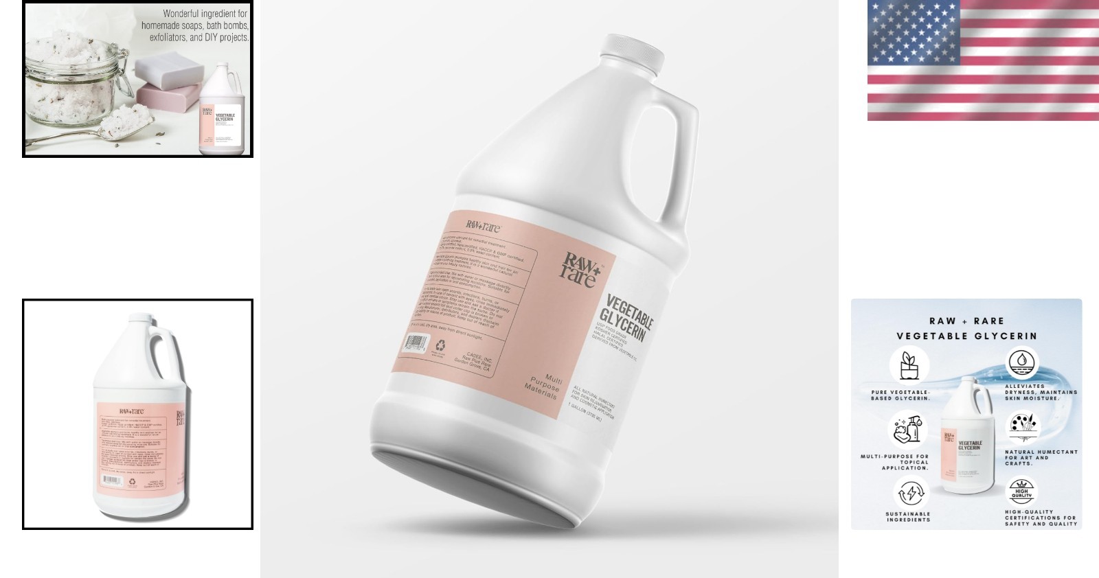 Natural Vegetable Glycerin, Bulk Gallon 128 fl oz, for Skin, Hair & Crafts
