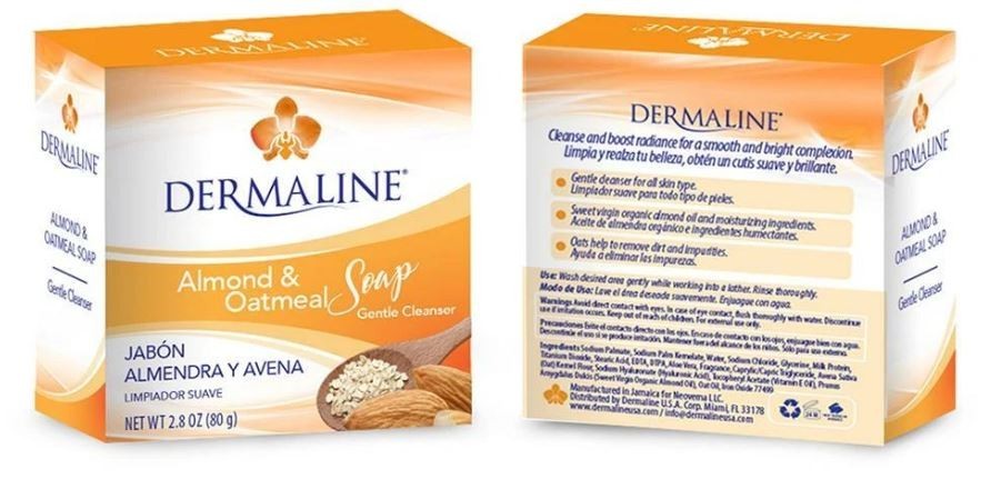 Dermaline Soaps 2.8 oz, Delicate fragrance soaps, Almond & Oatmeal, Coconut Milk