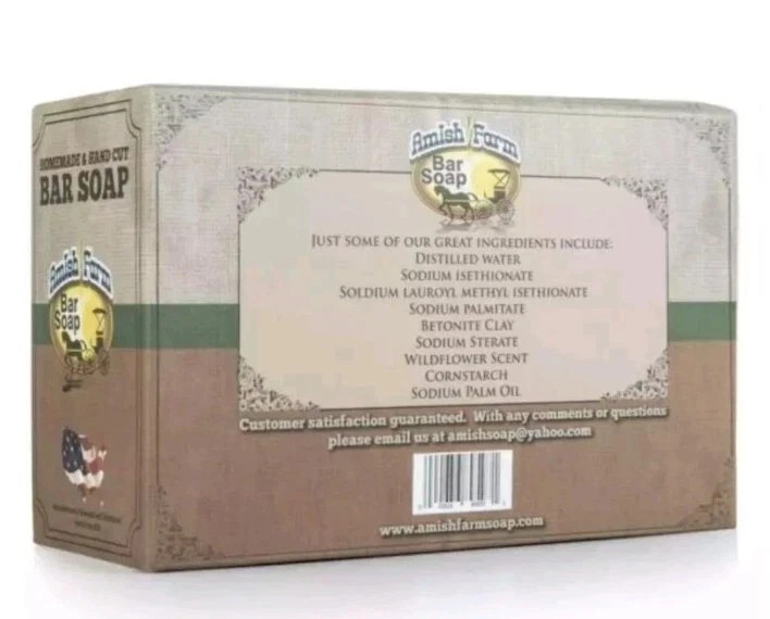Natural Bar Soap Amish Farm Hand Cut, Hand Crafted, Six HUGE 6+oz. Bars