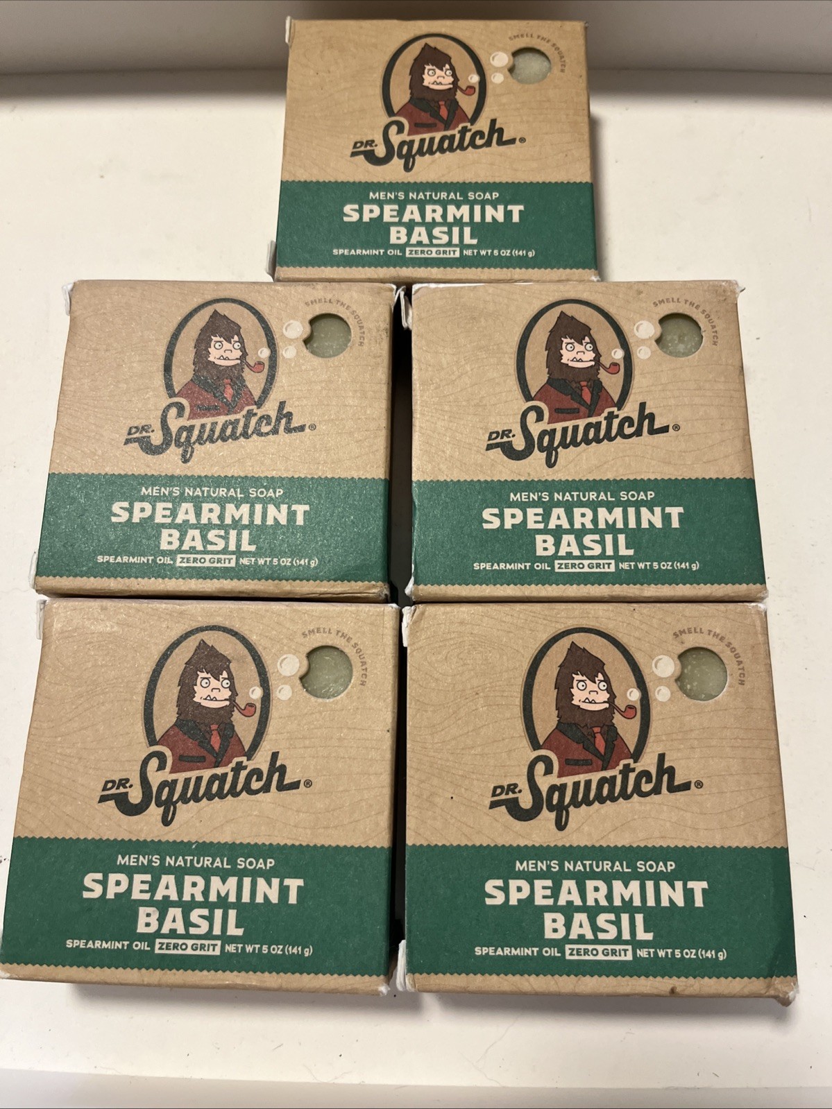 ( Pack of 5 ) Dr. Squatch Spearmint Basil | Zero Grit | 5 Oz