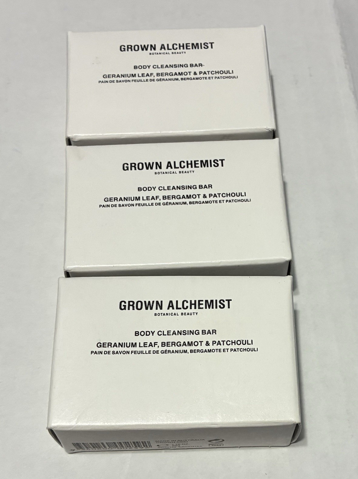 Grown Alchemist Body Cleansing Bar Geranium Bergamot Patchouli 1.76oz Set of 3