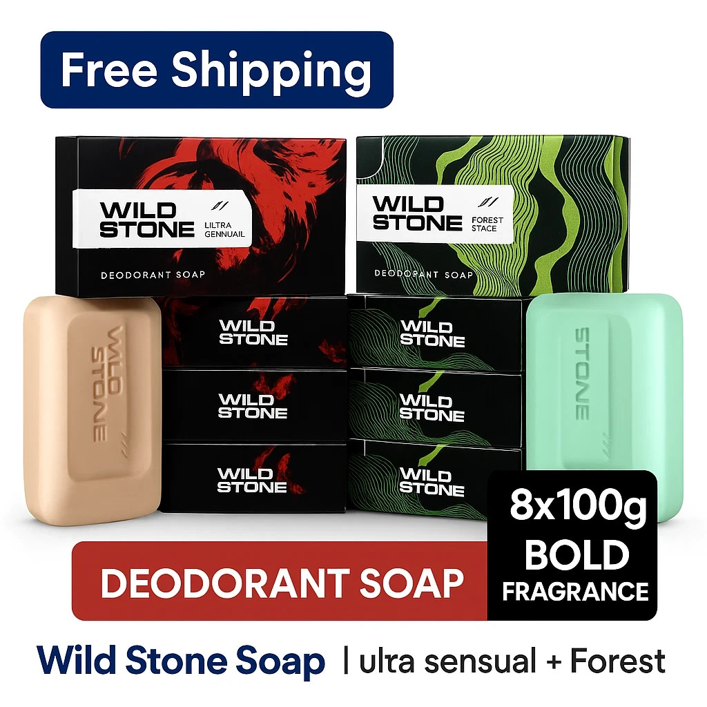Wild Stone Ultra Sensual Forest Spice Soap Bar 100g x 8 Skin-Friendly Fresh