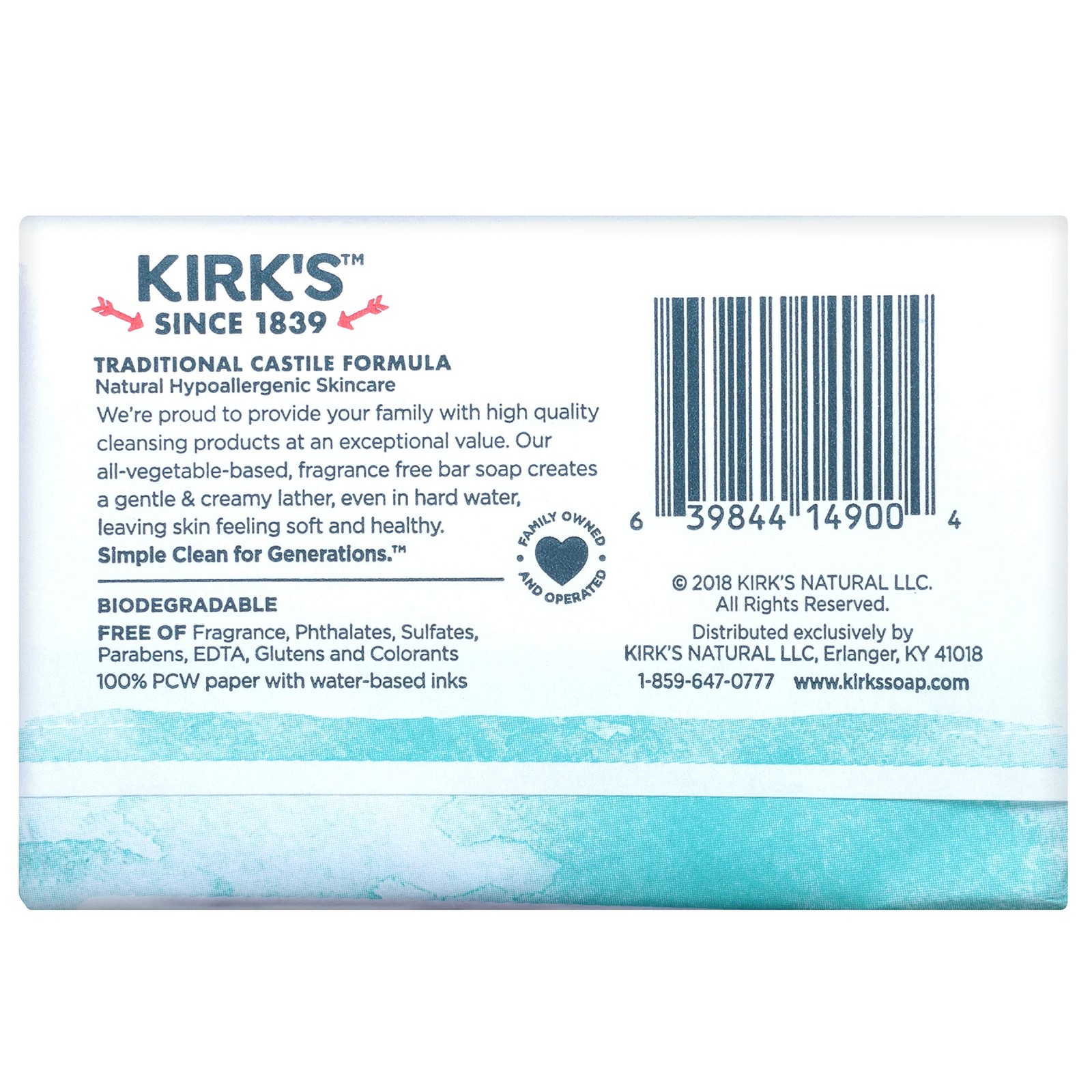 Kirk’s Original Coco Castile Bar Soap Fragrance Free 4 Ounces (8 Pack)