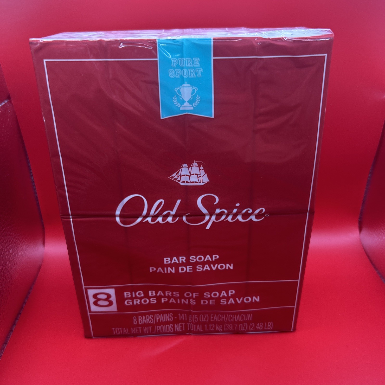 Old Spice Bar Soap Big Bars Pure Sport 8 Pack 5oz Each Mens New Sealed